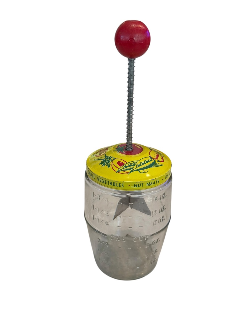 Vintage Nut Food Chopper Retro Glass colorful lid